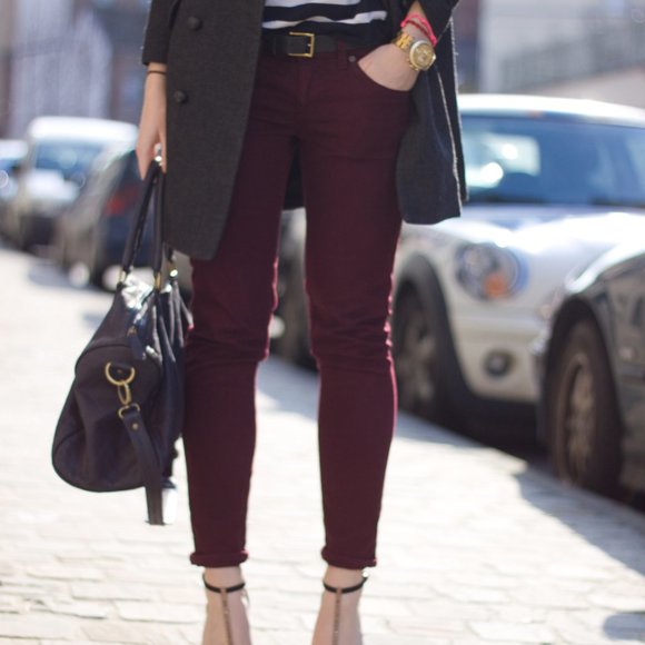 ☀️ MANGO MNG Maroon Paty Skinny Jeans - Picture 2 of 5